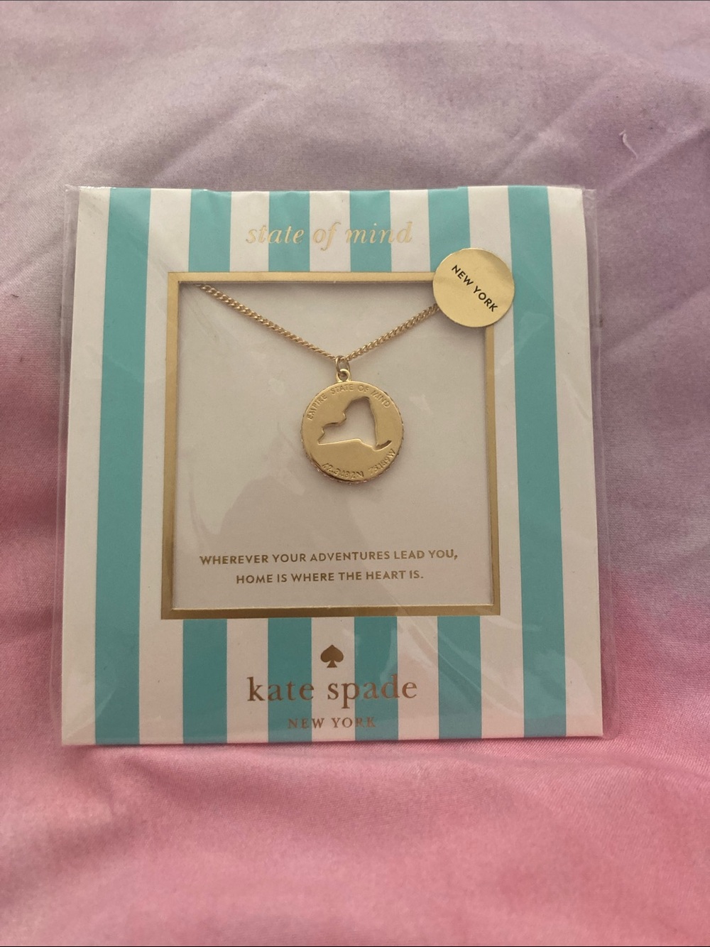kate spade gold-tone New York state pendant necklace